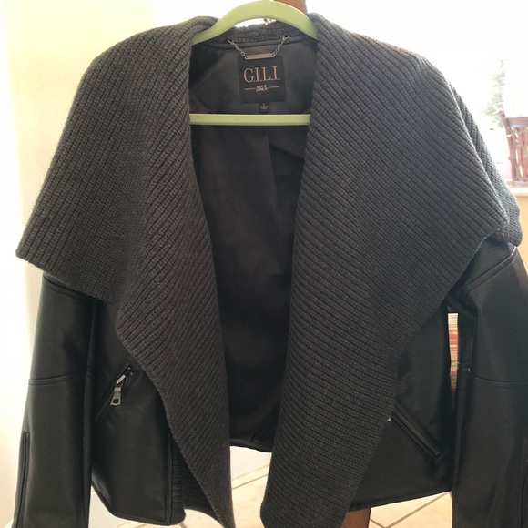 G.I.L.I black leather jacket size6 with belt - Picture 4 of 8